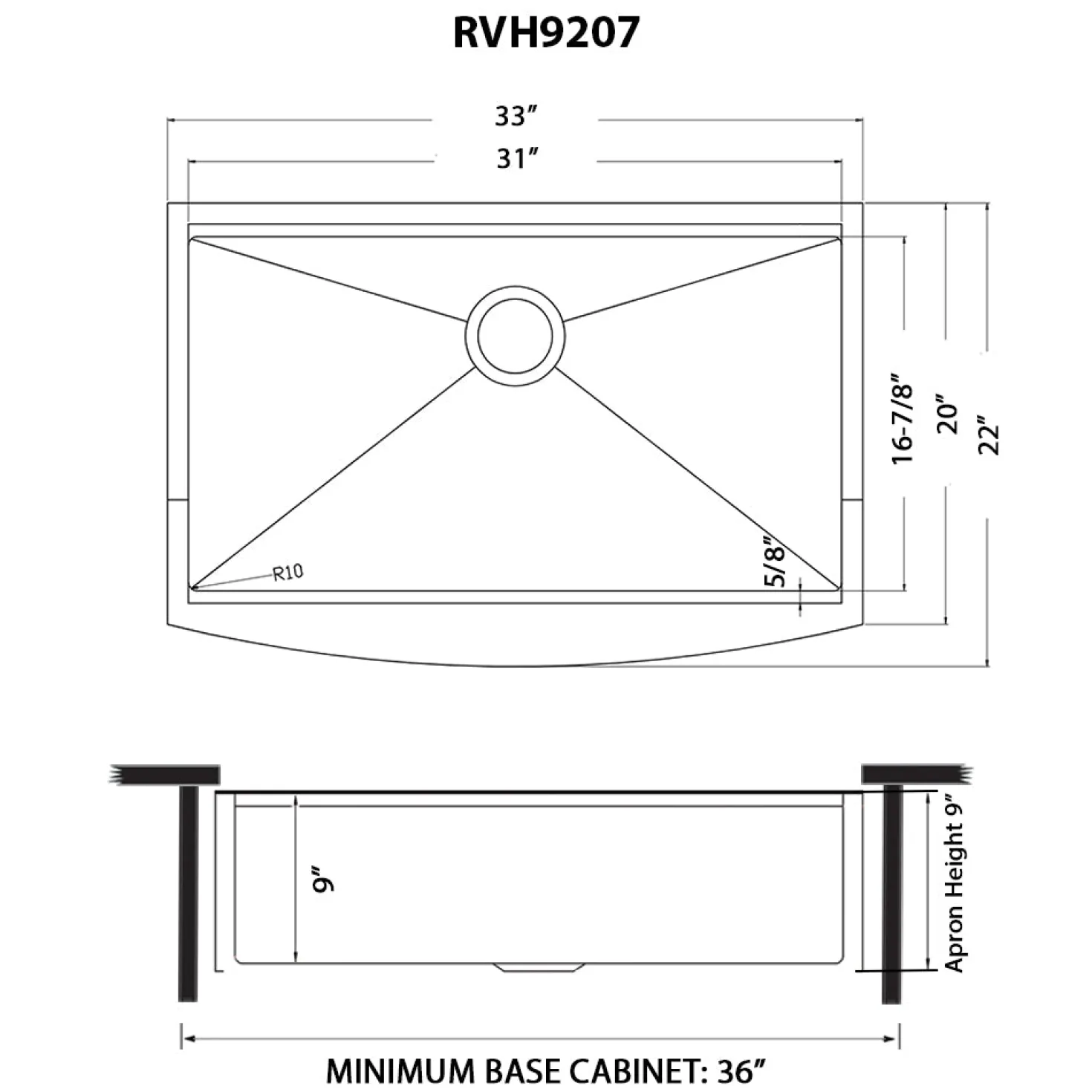 Ruvati 33" Gunmetal Workstation Apron Front Stainless Steel Kitchen Sink