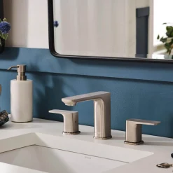 Ruvati Lanai Two Handle Widespread Modern Rectangular Square Bathroom Faucet in Brushed Nickel Stainless - RVF5237BN