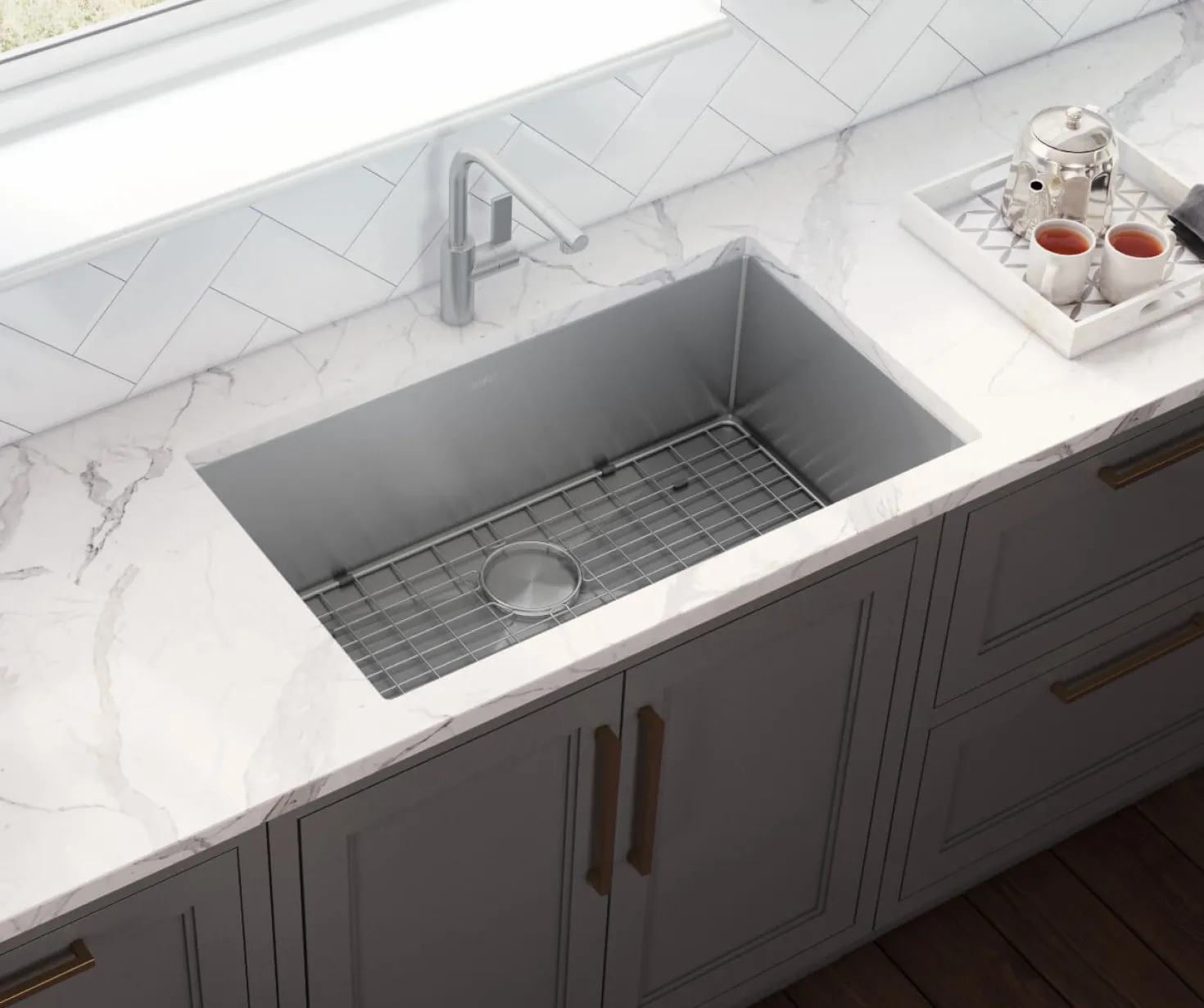 Ruvati 35" Large Undermount 16 Gauge Single Bowl Kitchen Sink
