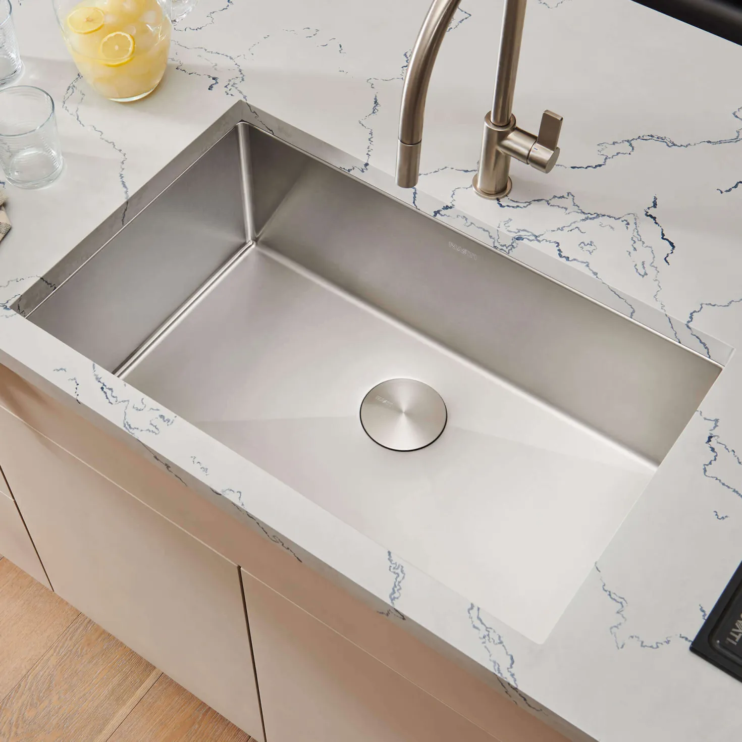 Ruvati 35" Large Undermount 16 Gauge Single Bowl Kitchen Sink