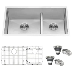 Ruvati Low-Divide Undermount Tight Radius 60/40 Double Bowl 16 Gauge Stainless Steel Kitchen Sink