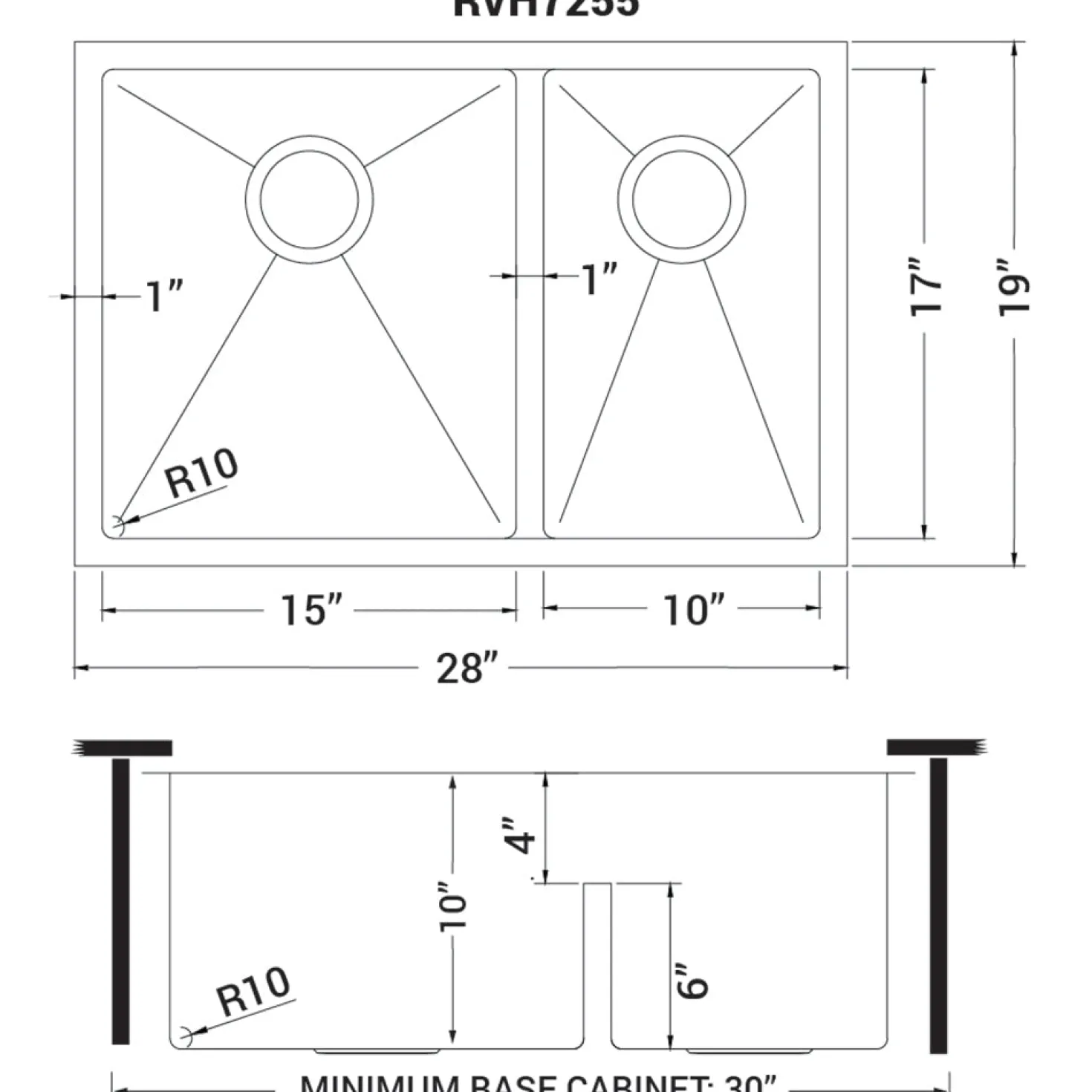 Ruvati Low-Divide Undermount Tight Radius 60/40 Double Bowl 16 Gauge Stainless Steel Kitchen Sink