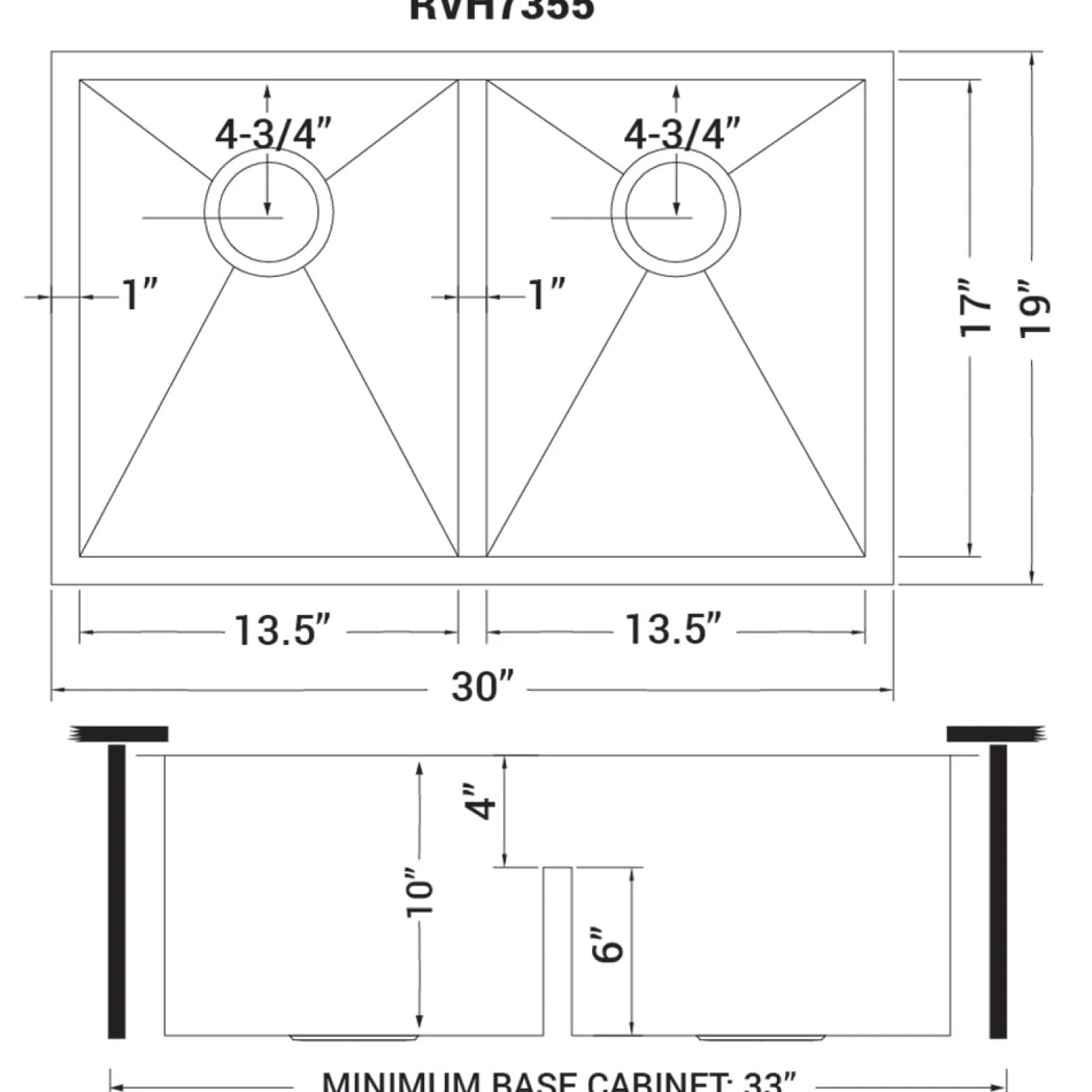 Ruvati Low-Divide Undermount Tight Radius 50/50 Double Bowl 16 Gauge Stainless Steel Kitchen Sink