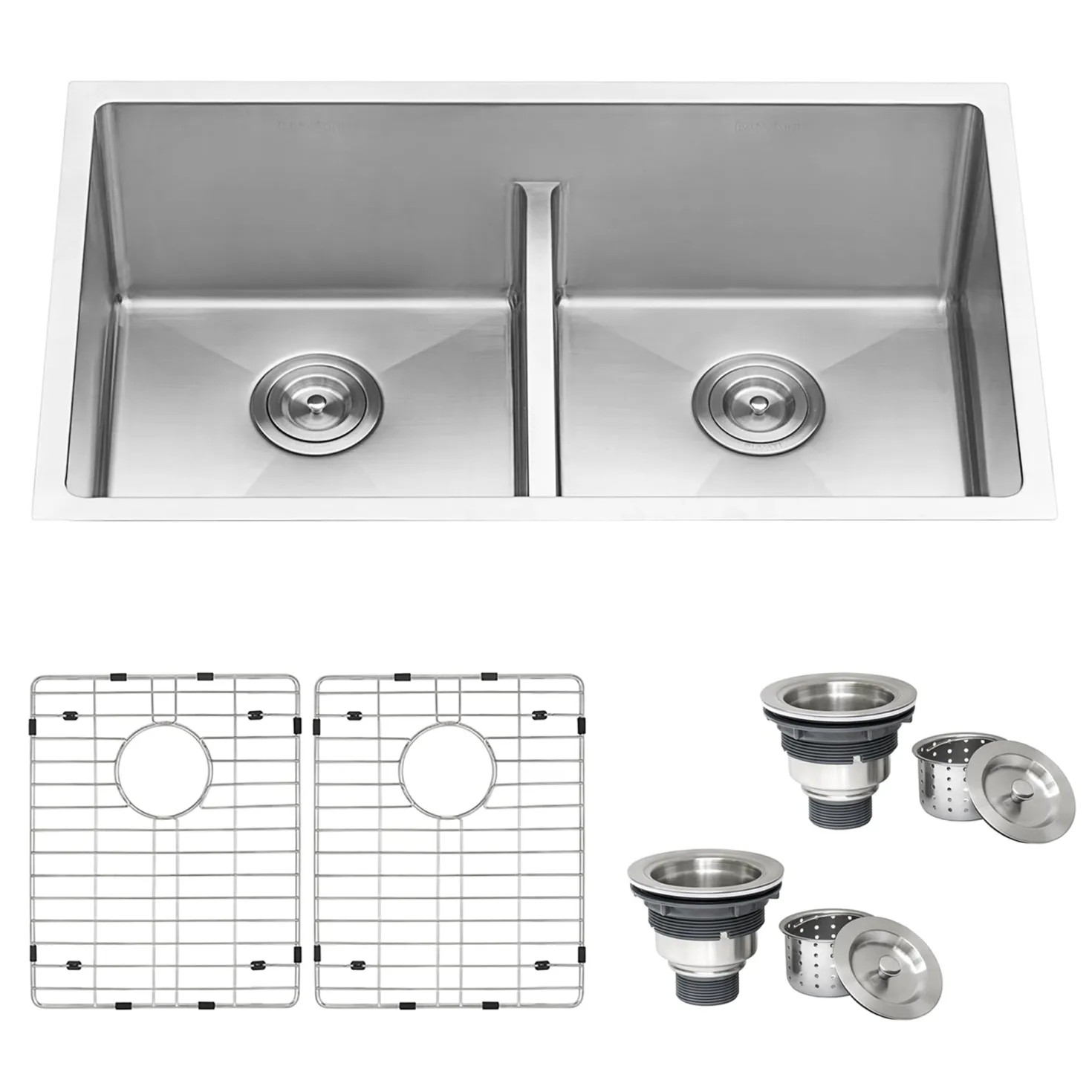 Ruvati Low-Divide Undermount Tight Radius 50/50 Double Bowl 16 Gauge Stainless Steel Kitchen Sink