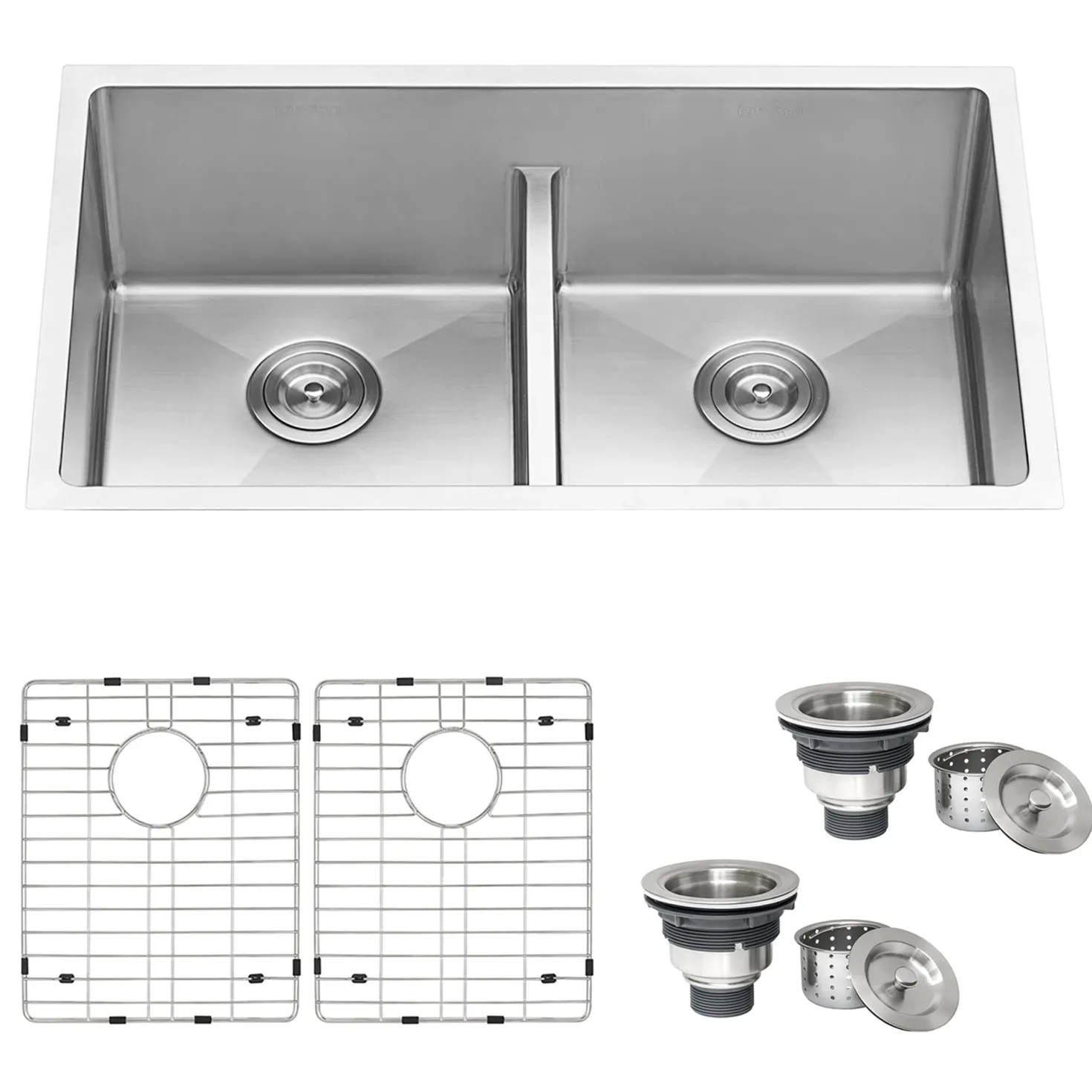 Ruvati Low-Divide Undermount Tight Radius 50/50 Double Bowl 16 Gauge Stainless Steel Kitchen Sink