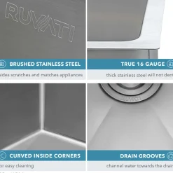 Ruvati 33" Low-Divide Undermount 40/60 Double Bowl Sink