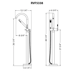 Ruvati Lucia Single Handle Tall Floor Mounted Freestanding Tub Filler Faucet in Brushed Nickel Stainless - RVF5338BN