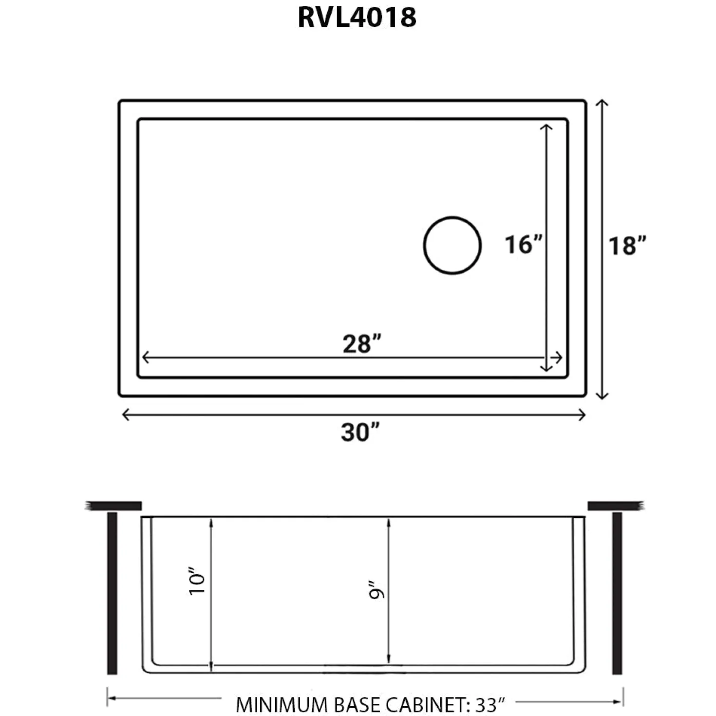 Ruvati 30" Matte Black Fireclay Farmhouse Kitchen Sink with Brushed Gold Apron