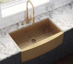 Ruvati 30" Matte Gold Apron Front Stainless Steel Kitchen Sink