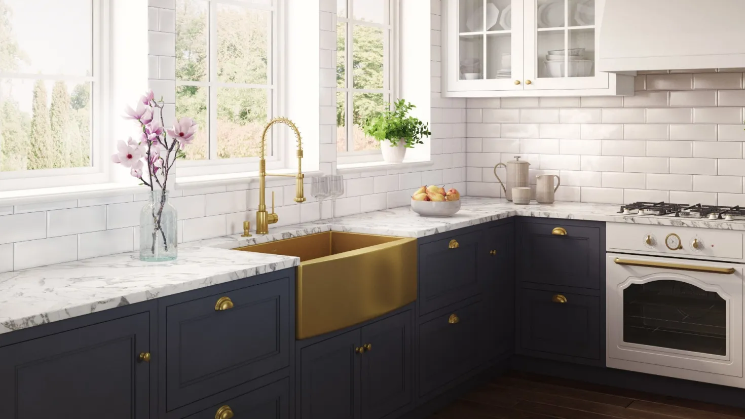 Ruvati 30" Matte Gold Apron Front Stainless Steel Kitchen Sink