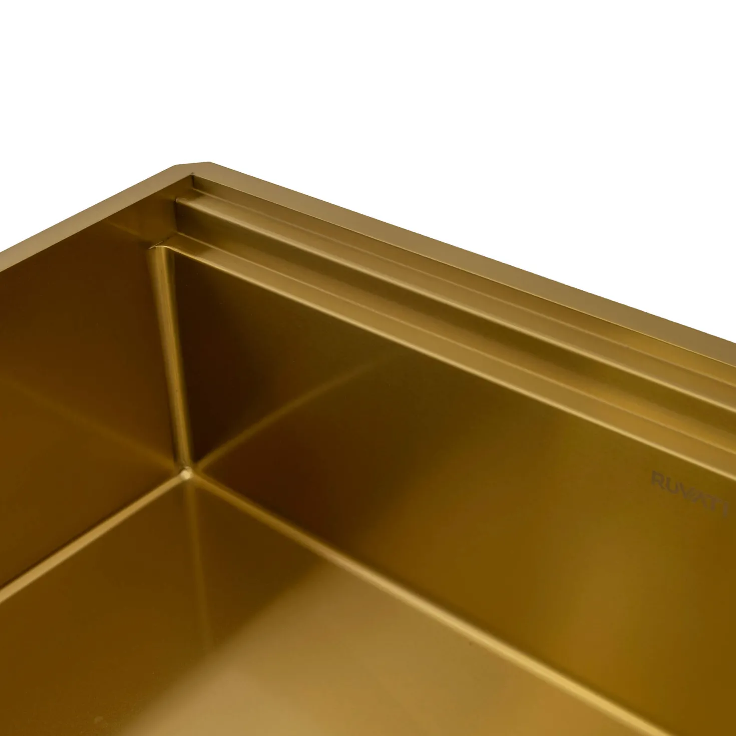 Ruvati 33" Matte Gold Double Ledge Small Radius Stainless Steel Workstation Kitchen Sink