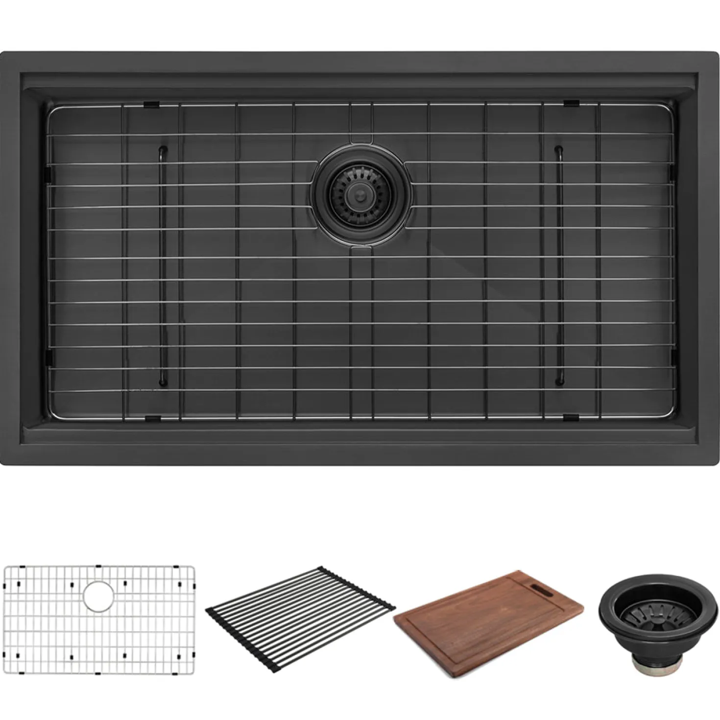 Ruvati 33" PVD Gunmetal Stainless Workstation Kitchen Sink