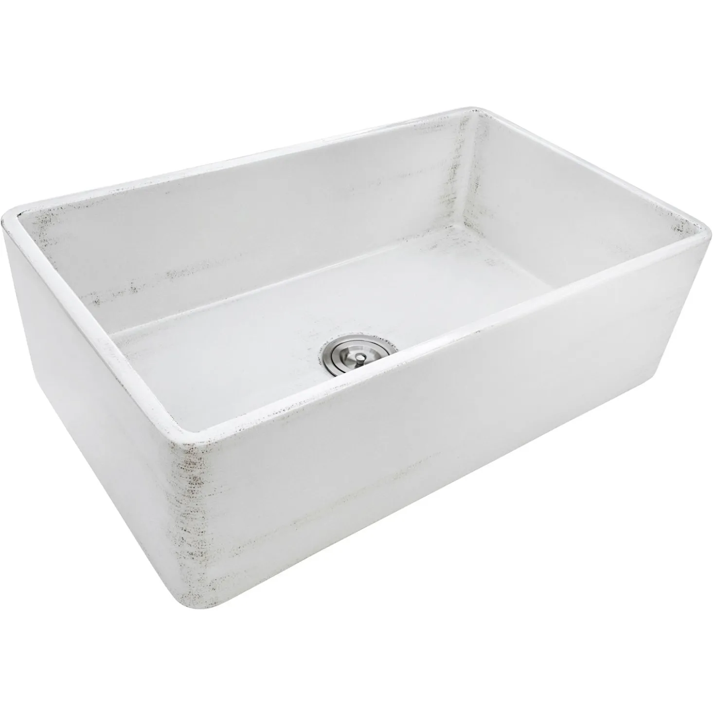 Ruvati 33" Reversible Distressed White Fireclay Farmhouse Apron Front Kitchen Sink