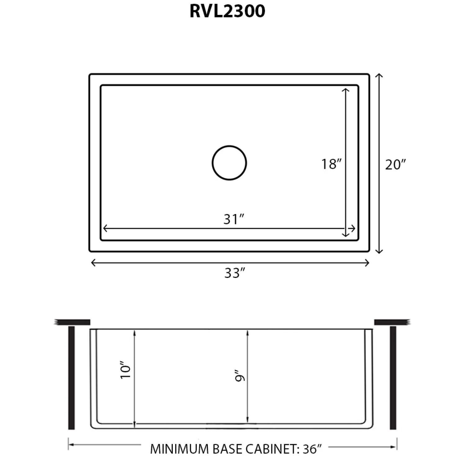 Ruvati 33" Reversible Distressed White Fireclay Farmhouse Apron Front Kitchen Sink