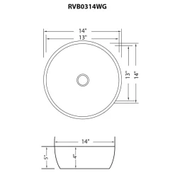 Ruvati 14" Round Bathroom Vessel Sink | White with Gold Exterior