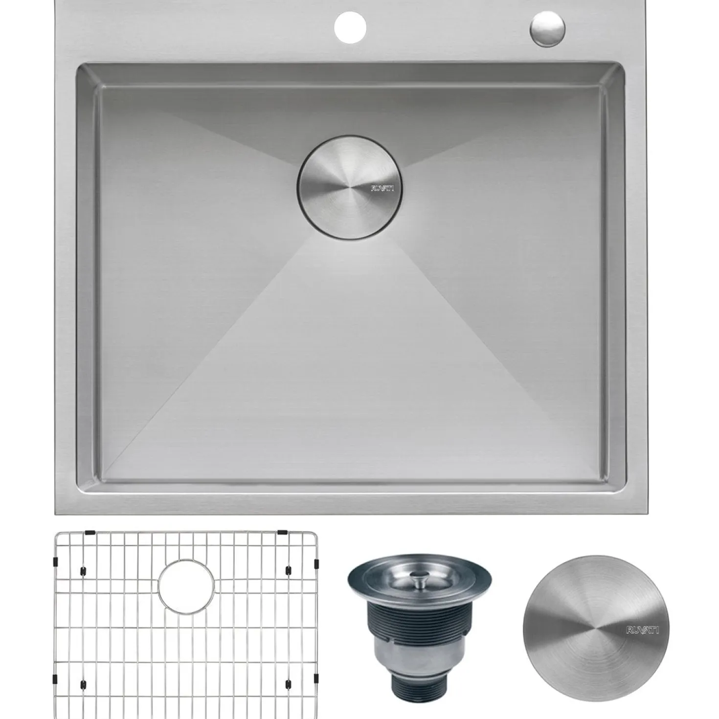 Ruvati RVH8007 25" Drop-in Tight Radius Topmount 16 Gauge Stainless Steel Single Bowl Kitchen Sink