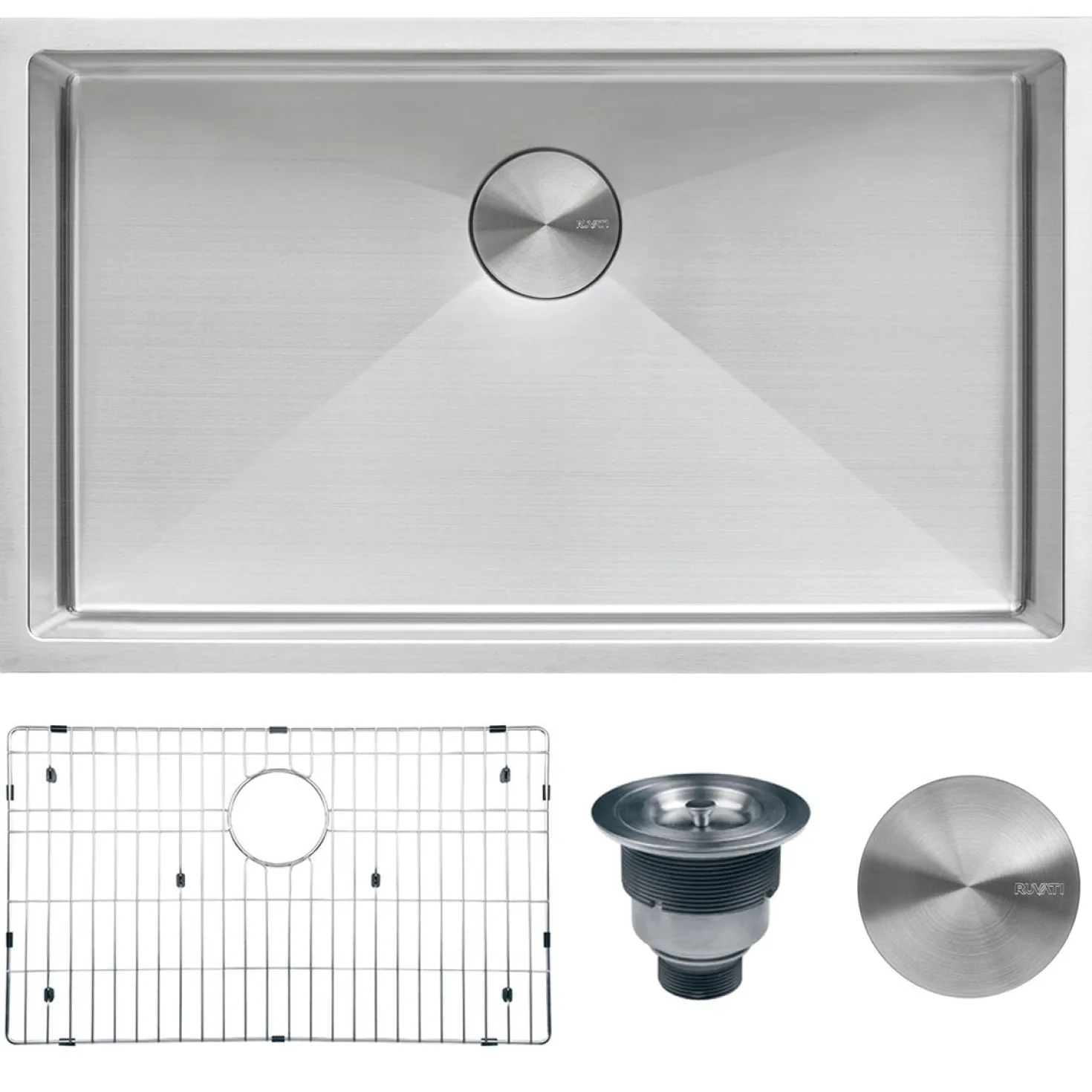 Ruvati RVH7433 33" Undermount 16 Gauge Tight Radius Large Stainless Steel Single Bowl Kitchen Sink