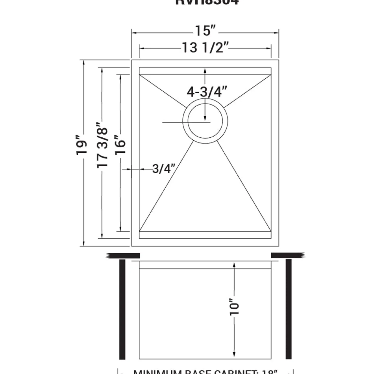 Ruvati RVH8304 15" Workstation Ledge Undermount 16 Gauge Stainless Steel Single Bowl Bar Prep Sink