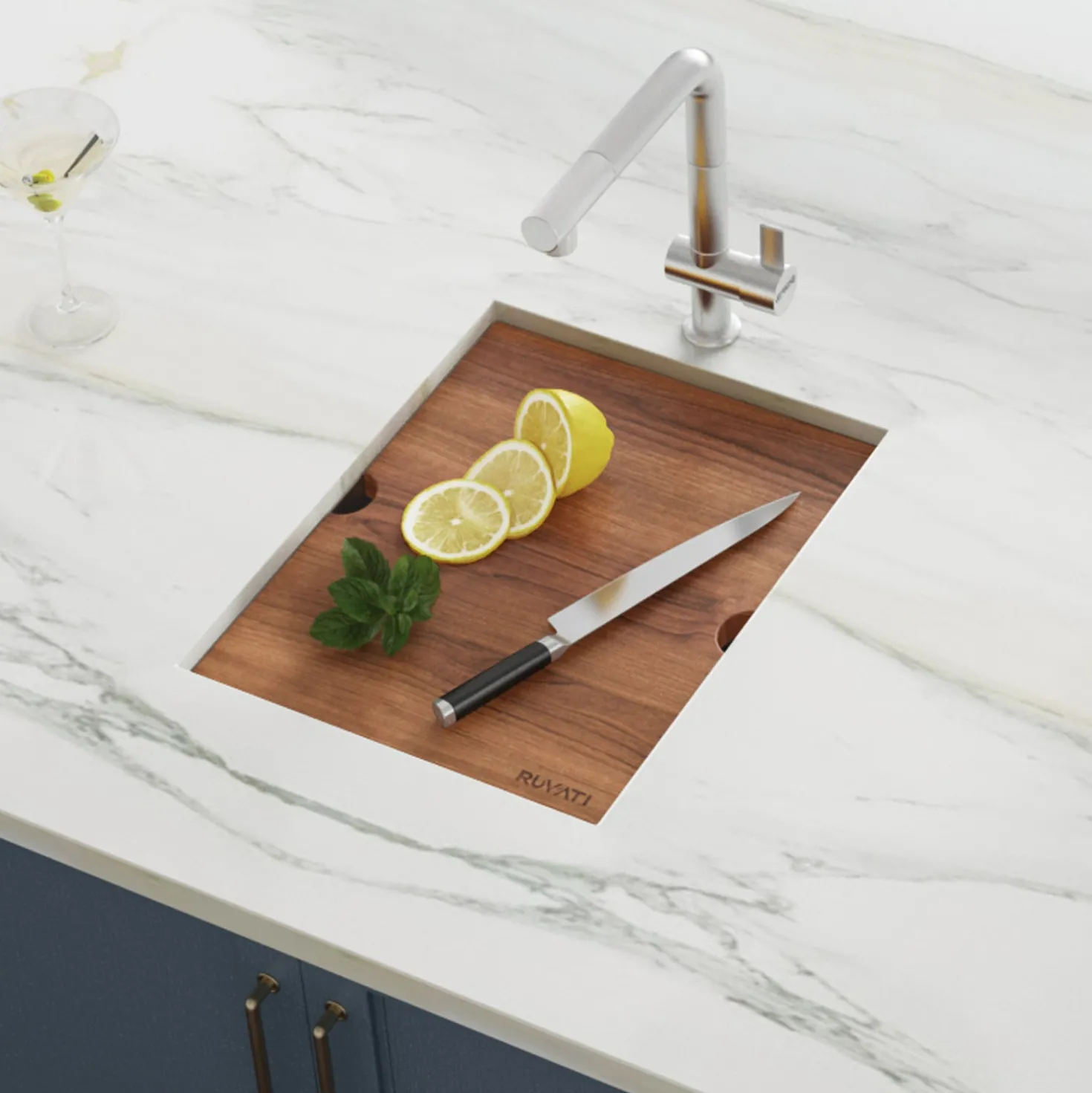 Ruvati RVH8304 15" Workstation Ledge Undermount 16 Gauge Stainless Steel Single Bowl Bar Prep Sink