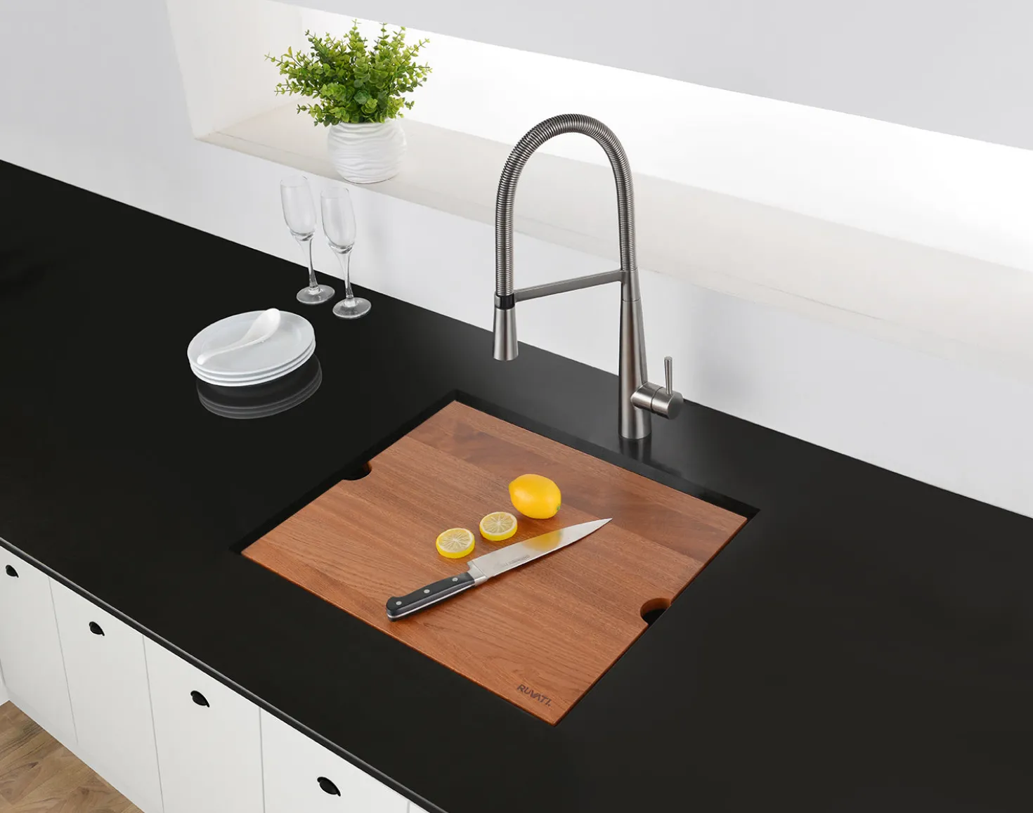 Ruvati RVH8307 21" Workstation Undermount 16 Gauge Ledge Stainless Steel Single Bowl Bar Prep Sink