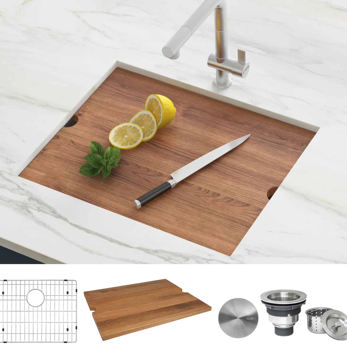 Ruvati RVH8307 21" Workstation Undermount 16 Gauge Ledge Stainless Steel Single Bowl Bar Prep Sink