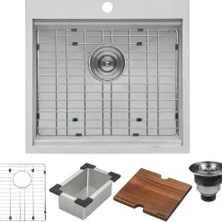 Ruvati RVH8221 21 x 20" RV Workstation Drop-in Topmount 16 Gauge Stainless Steel Bar Prep Kitchen Sink