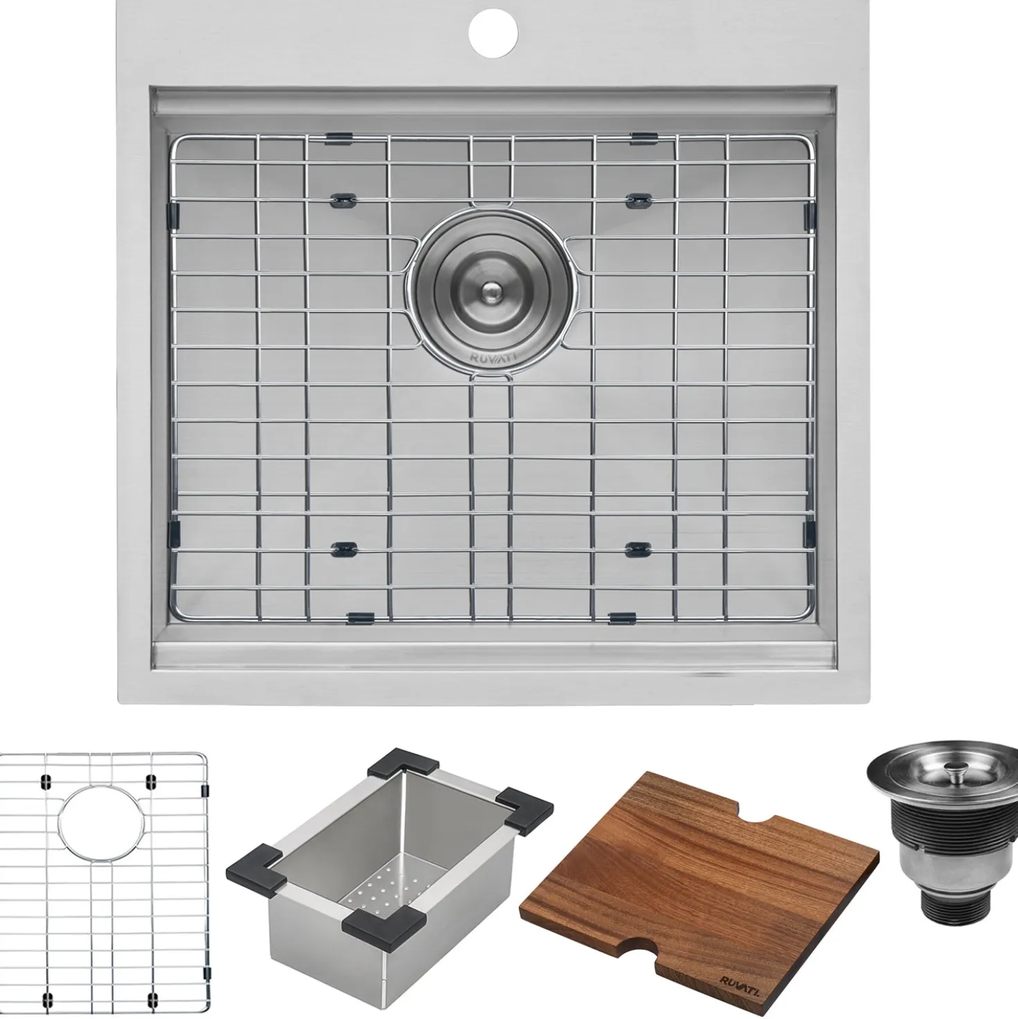 Ruvati RVH8221 21 x 20" RV Workstation Drop-in Topmount 16 Gauge Stainless Steel Bar Prep Kitchen Sink