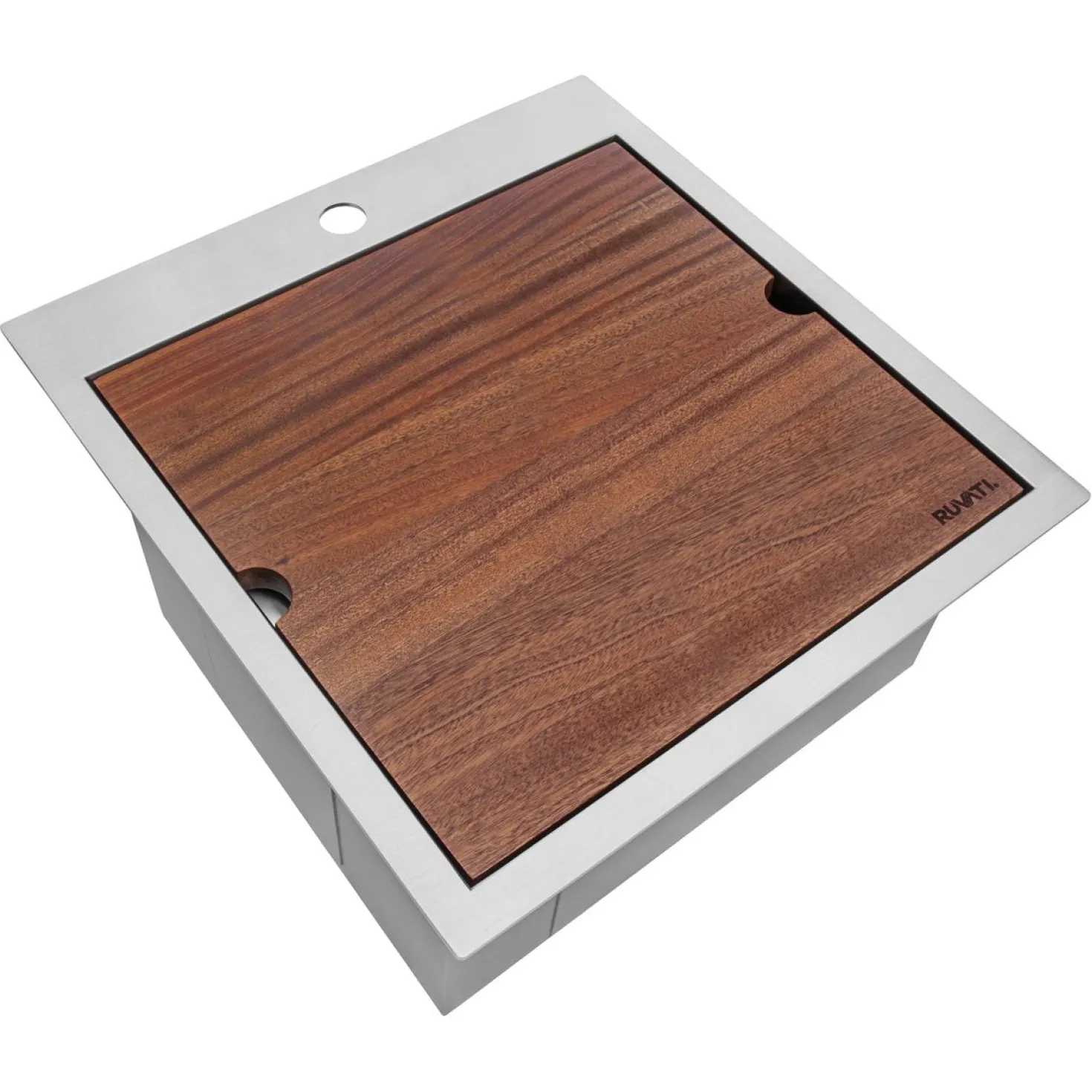 Ruvati RVH8221 21 x 20" RV Workstation Drop-in Topmount 16 Gauge Stainless Steel Bar Prep Kitchen Sink