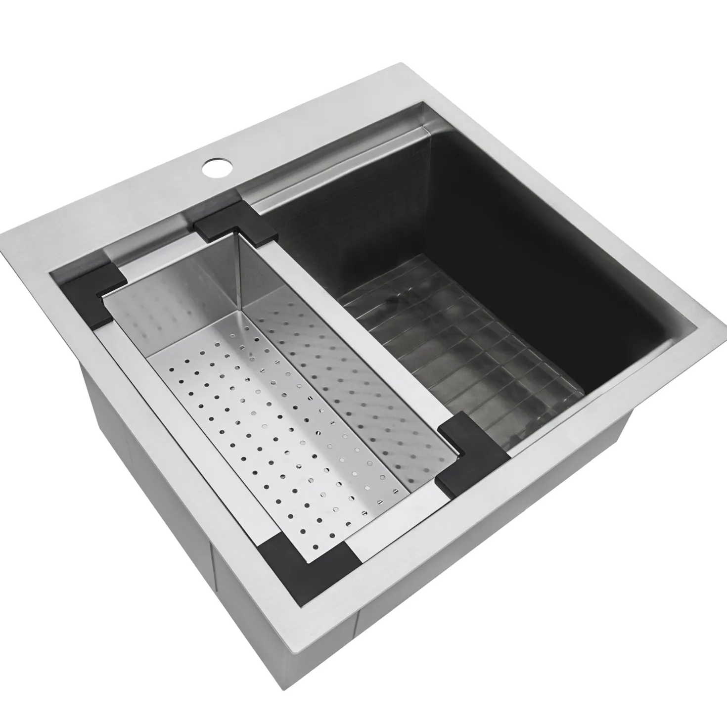 Ruvati RVH8221 21 x 20" RV Workstation Drop-in Topmount 16 Gauge Stainless Steel Bar Prep Kitchen Sink