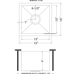 Ruvati RVH7115 15 x 15