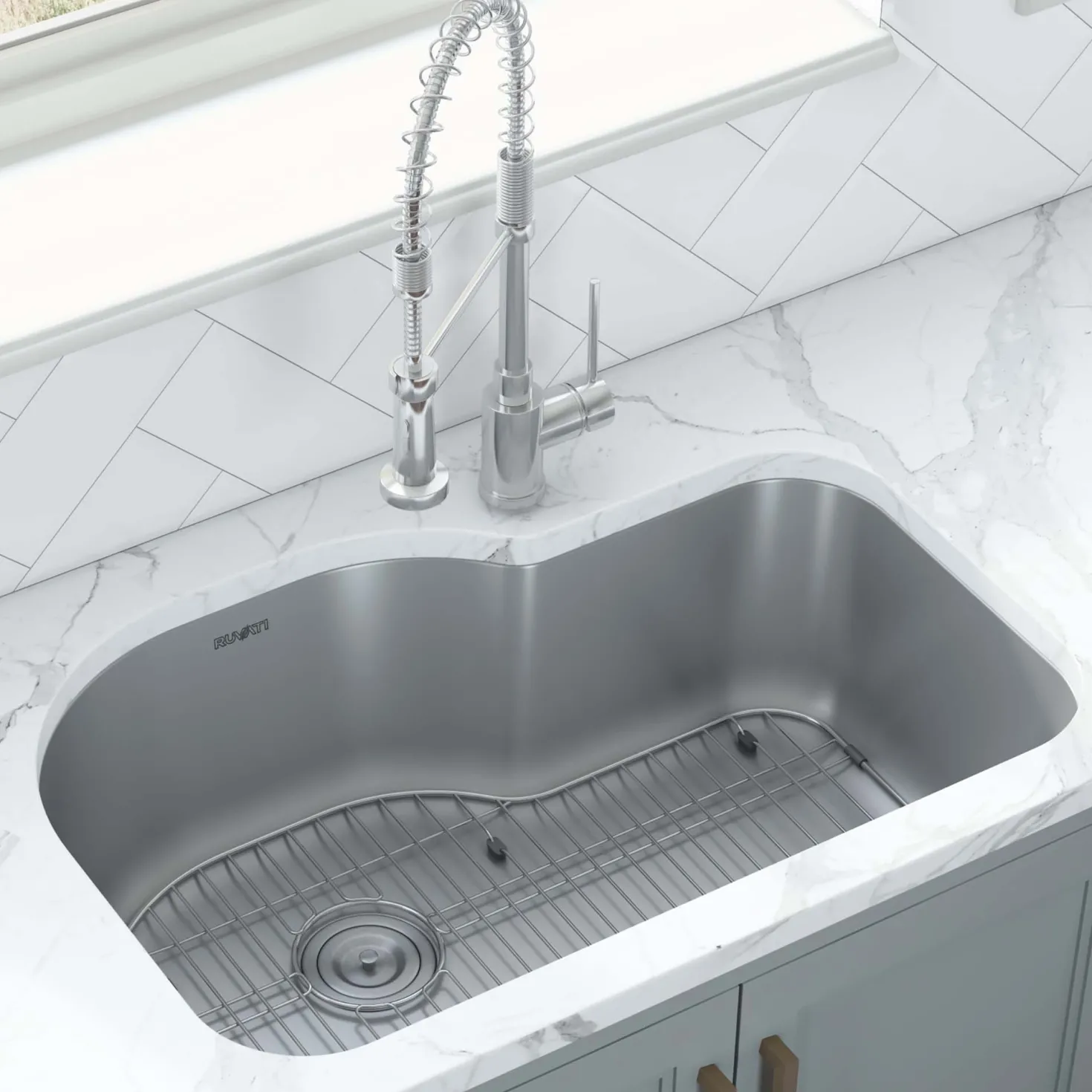 Ruvati RVM4700 32" Undermount 16 Gauge Single Bowl Kitchen Sink