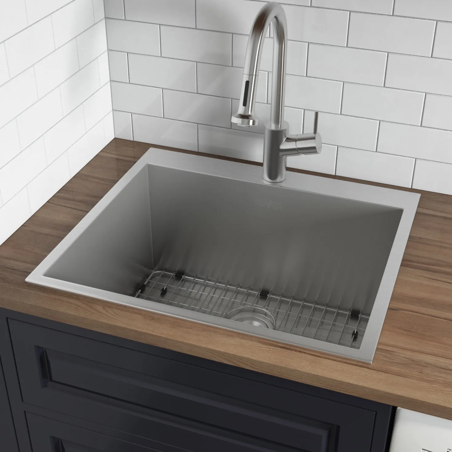 Ruvati RVU6022 Topmount 22" x 22" x 12" Deep 16 Gauge Stainless Steel Laundry Utility Sink