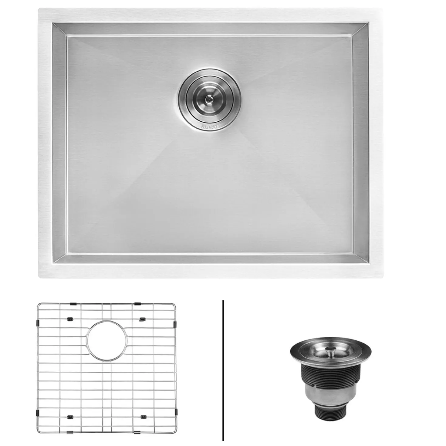 Ruvati RVU6121 21" x 18" x 12" Deep Undermount 16 Gauge Stainless Steel Laundry Utility Sink