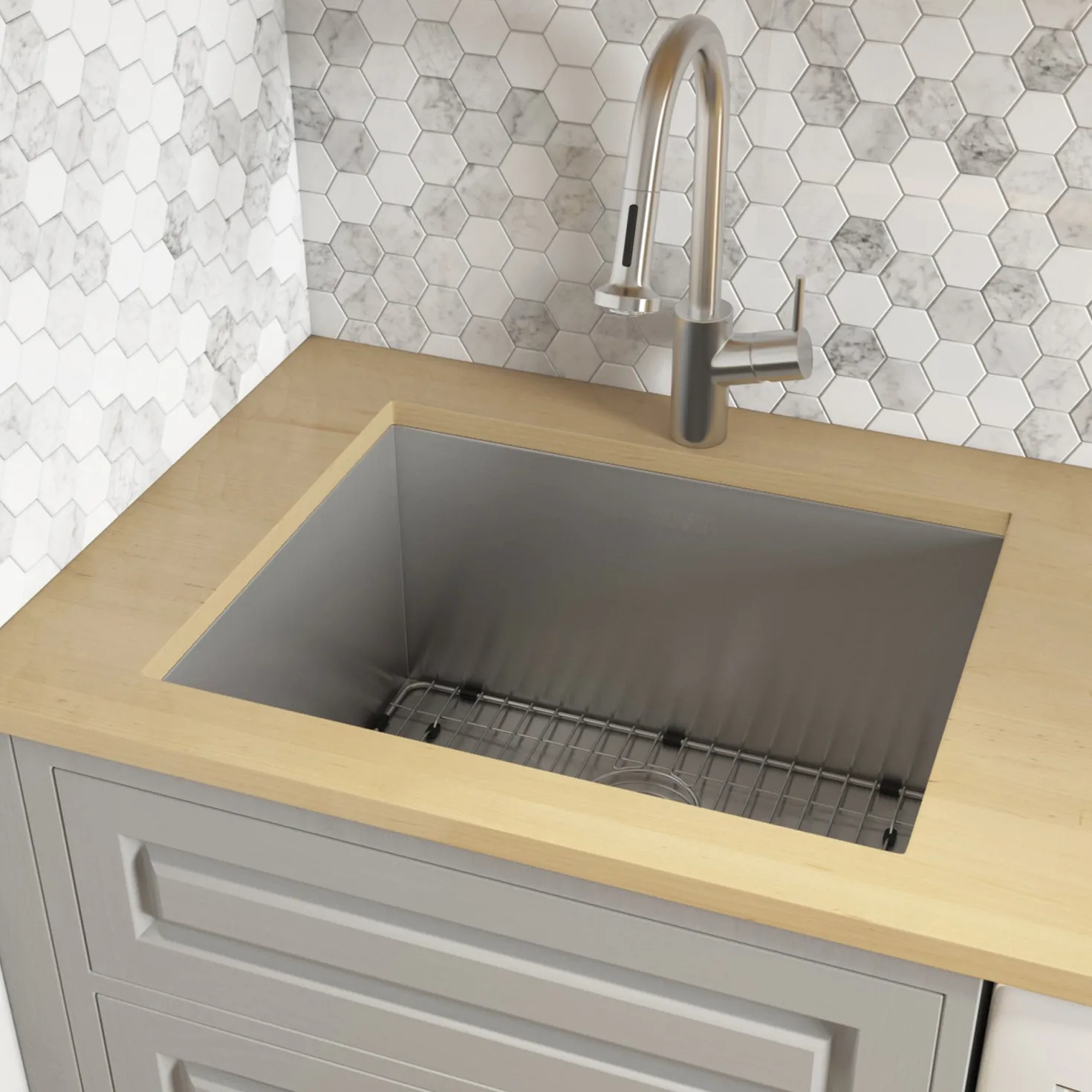 Ruvati RVU6121 21" x 18" x 12" Deep Undermount 16 Gauge Stainless Steel Laundry Utility Sink