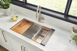 Ruvati 33" Single Bowl Workstation Sink with Small Radius Corners
