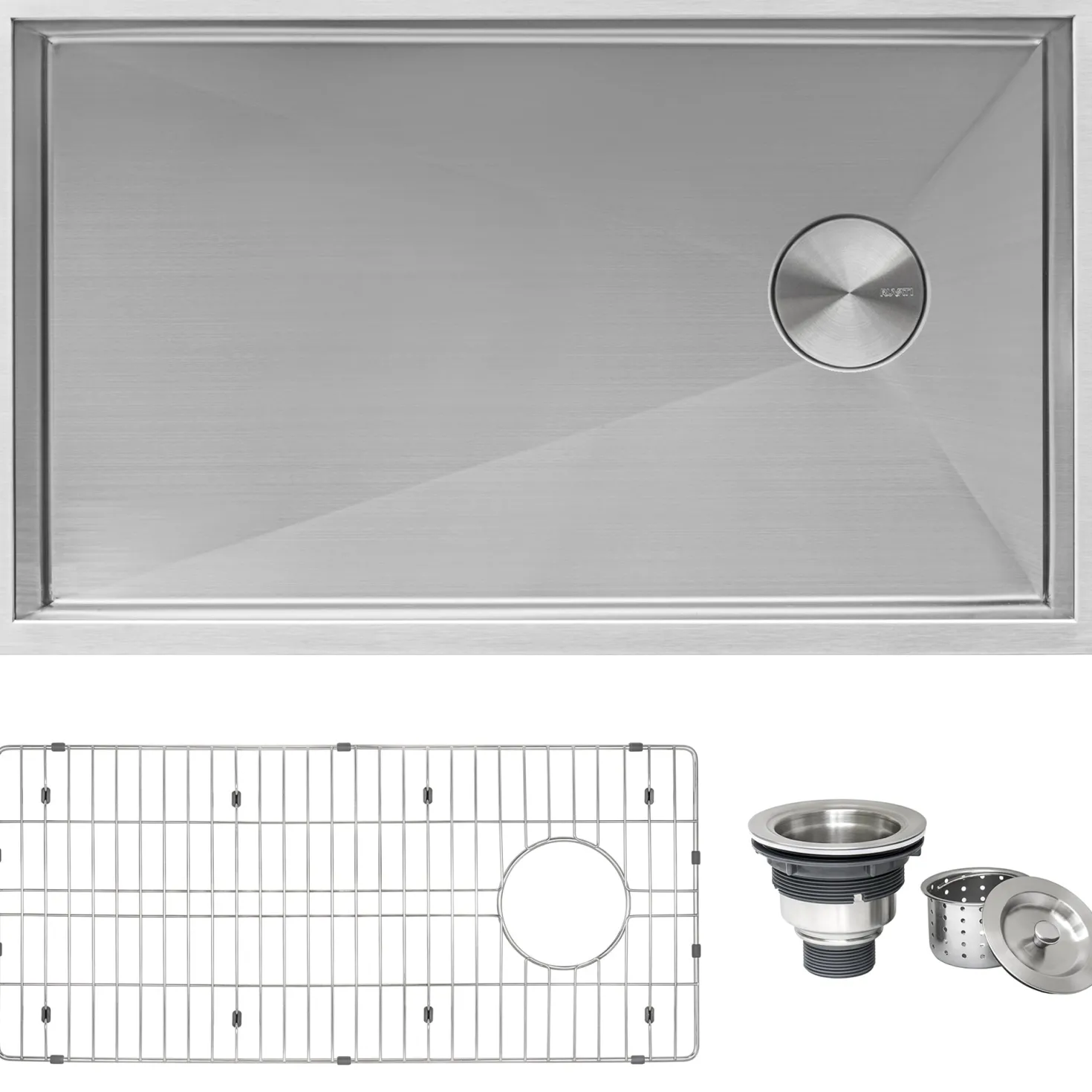 Ruvati 32" Slope Bottom Offset Drain Reversible Kitchen Sink Undermount 16 Gauge Stainless Steel