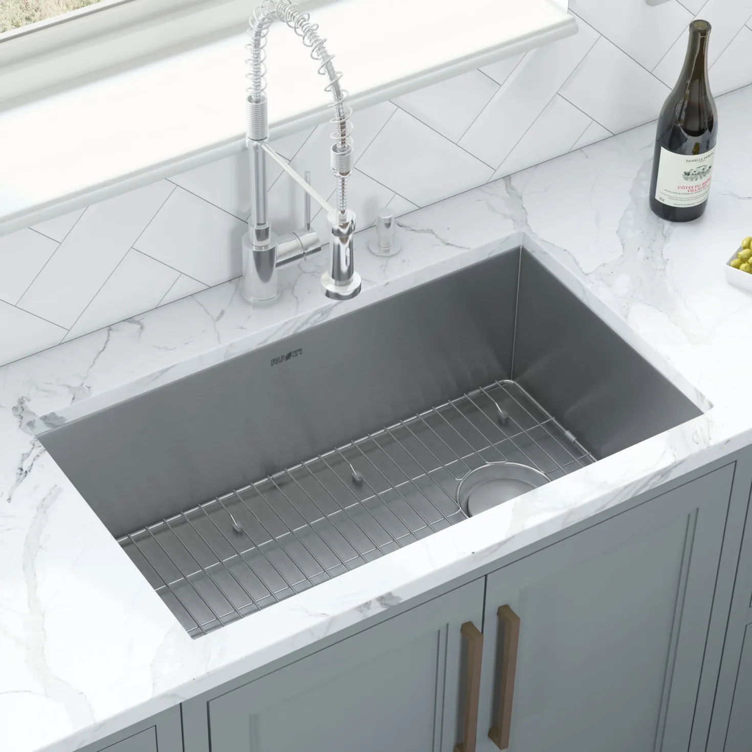 Ruvati 27" Slope Bottom Offset Drain Undermount Single Bowl Kitchen Sink Stainless Steel