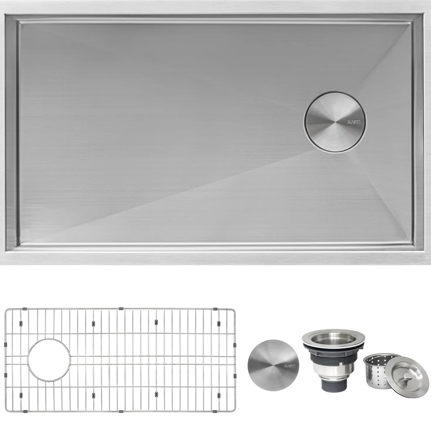 Ruvati 27" Slope Bottom Offset Drain Undermount Single Bowl Kitchen Sink Stainless Steel