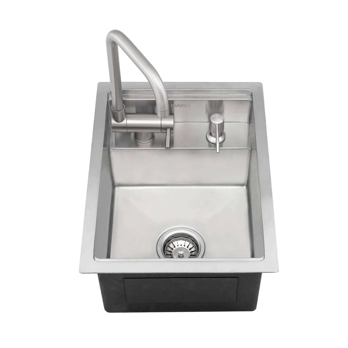 Ruvati 15" Stainless Steel RV Sink With Concealed Faucet and Soap Dispenser