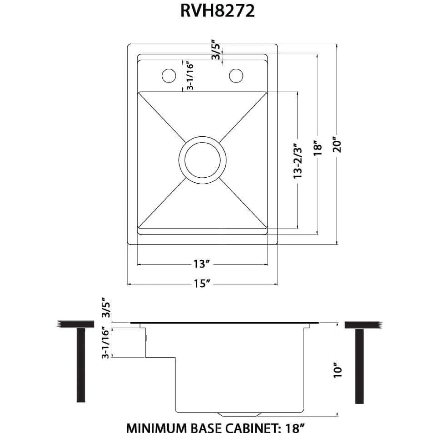 Ruvati 15" Stainless Steel RV Sink With Concealed Faucet and Soap Dispenser