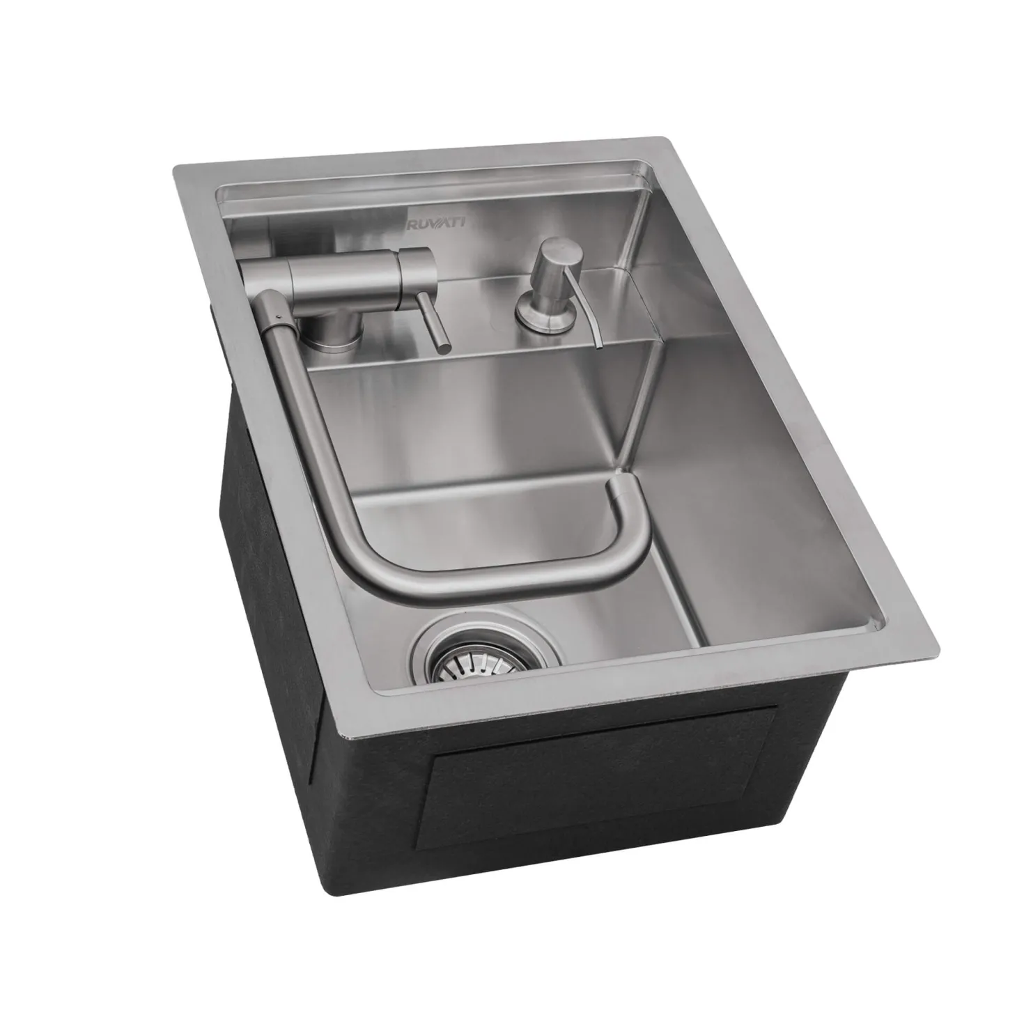 Ruvati 15" Stainless Steel RV Sink With Concealed Faucet and Soap Dispenser