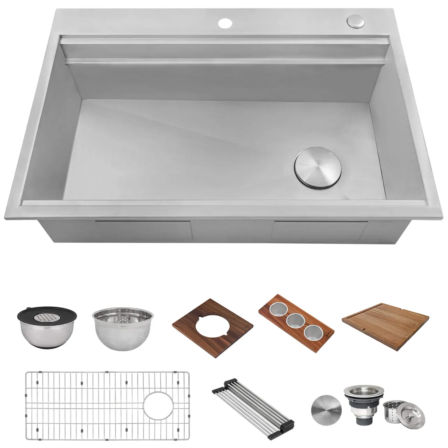 Ruvati 33" Stainless Topmount Two-Tiered Workstation Kitchen Sink