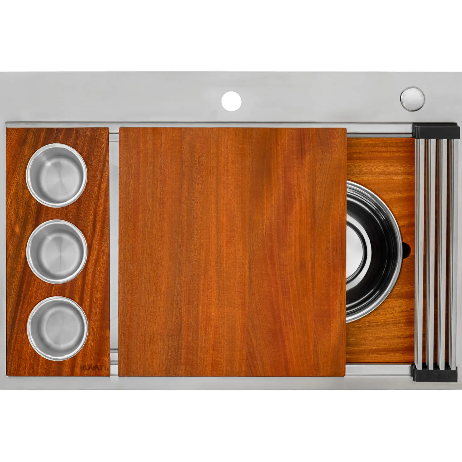 Ruvati 33" Stainless Topmount Two-Tiered Workstation Kitchen Sink