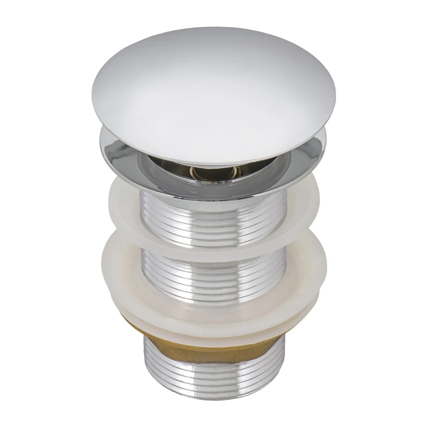Ruvati Umbrella Style Push Pop-up Drain for Bathroom Sinks without Overflow in Chrome Finish