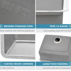 Ruvati 12" Undermount Bar Prep 16 Gauge Stainless Steel Kitchen Sink