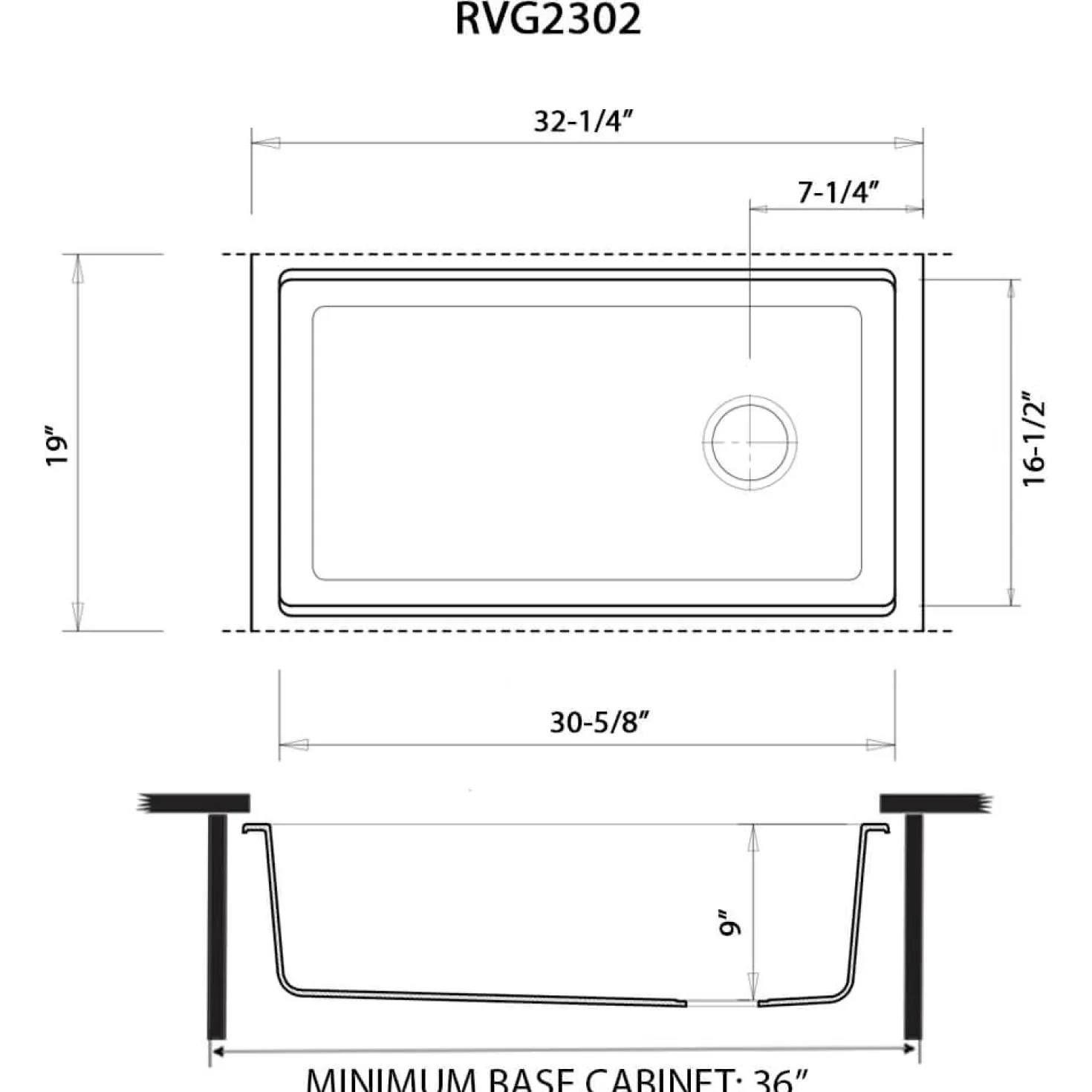 Ruvati 33" Undermount Composite Workstation Sink in Black