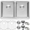 Ruvati 28" Undermount 50/50 Double Bowl 16 Gauge Stainless Steel Kitchen Sink