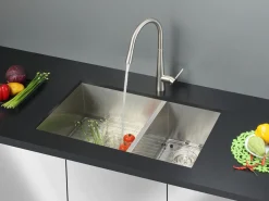 Ruvati 32" Undermount 60/40 Double Bowl Zero Radius 16 Gauge Stainless Steel Kitchen Sink