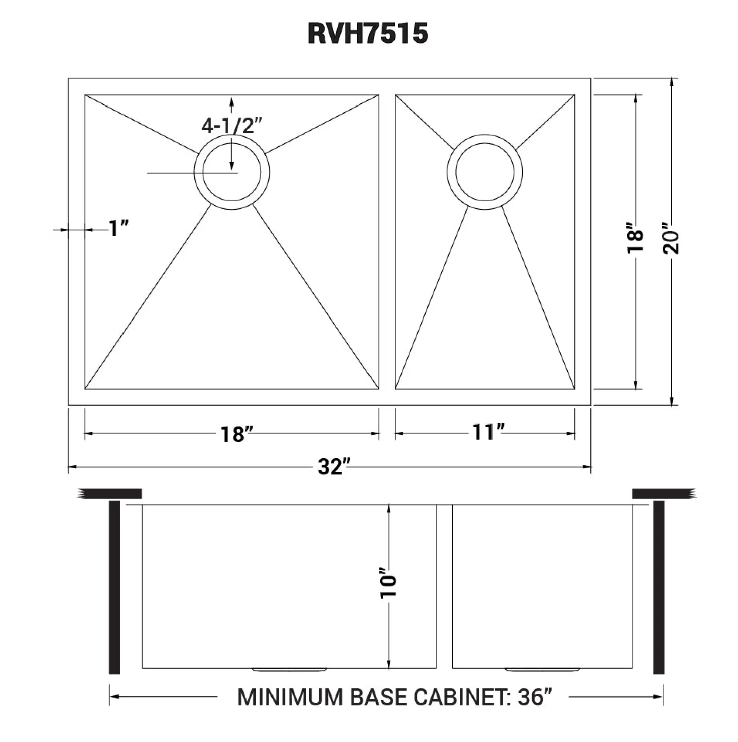 Ruvati 32" Undermount 60/40 Double Bowl Zero Radius 16 Gauge Stainless Steel Kitchen Sink