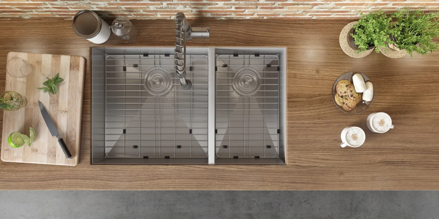 Ruvati 32" Undermount 60/40 Double Bowl Zero Radius 16 Gauge Stainless Steel Kitchen Sink